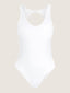 Athletic neoprene one piece open back bathing suit