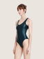 Athletic one piece open back glowy bathing suit