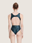 Athletic one piece open back glowy bathing suit
