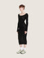 Long sleeve cotton knit dress midi length