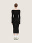 Long sleeve cotton knit dress midi length