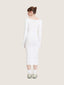 Long sleeve cotton knit dress midi length