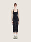 Tanked cotton knit dress midi length