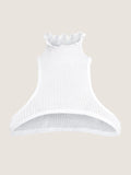 Turtle neck cotton knit micro crop top
