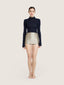 Long sleeve turtle neck cotton knit crop top