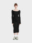Robe en maille de coton à manches longues longueur midi