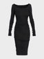 Robe en maille de coton à manches longues longueur midi