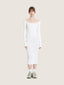 Long sleeve cotton knit dress midi length