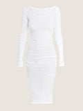 Long sleeve cotton knit dress midi length