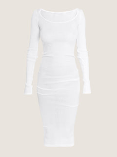 Long sleeve cotton knit dress midi length