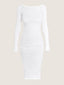 Long sleeve cotton knit dress midi length