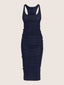 Tanked cotton knit dress midi length