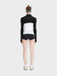 Long sleeve turtle neck cotton knit micro crop top