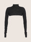 Micro crop top  manches longues col roulé en maille de coton 