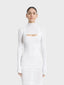 Long sleeve turtle neck cotton knit micro crop top