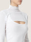 Long sleeve turtle neck cotton knit micro crop top