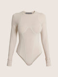 Body à manches longues en coton doux avec découpes corset
