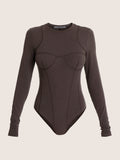 Corset bra cut soft cotton long sleeve bodysuit