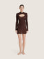 Long sleeve hood cotton knit micro crop top | Ernest Leoty