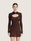 Long sleeve hood cotton knit micro crop top | Ernest Leoty