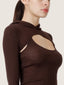 Long sleeve hood cotton knit micro crop top