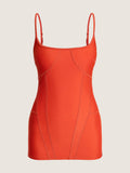 Corset style one piece fitted swim skorts
