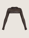 Long sleeve hood knit micro crop top