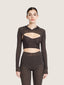 Long sleeve hood knit micro crop top