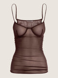 Long mesh lingerie tank top