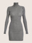 Long sleeve wool knit high collar mini dress | Ernest Leoty