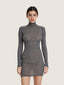 Long sleeve wool knit high collar mini dress | Ernest Leoty