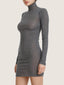 Long sleeve wool knit high collar mini dress | Ernest Leoty