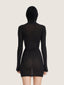 Wool knit long sleeves short hood dress | Ernest Leoty