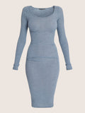 Long wool knit dress